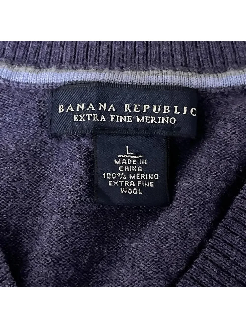 Banana Republic Mens Sweater 100% Merino Wool V-Neck Sweater Purple L Preppy